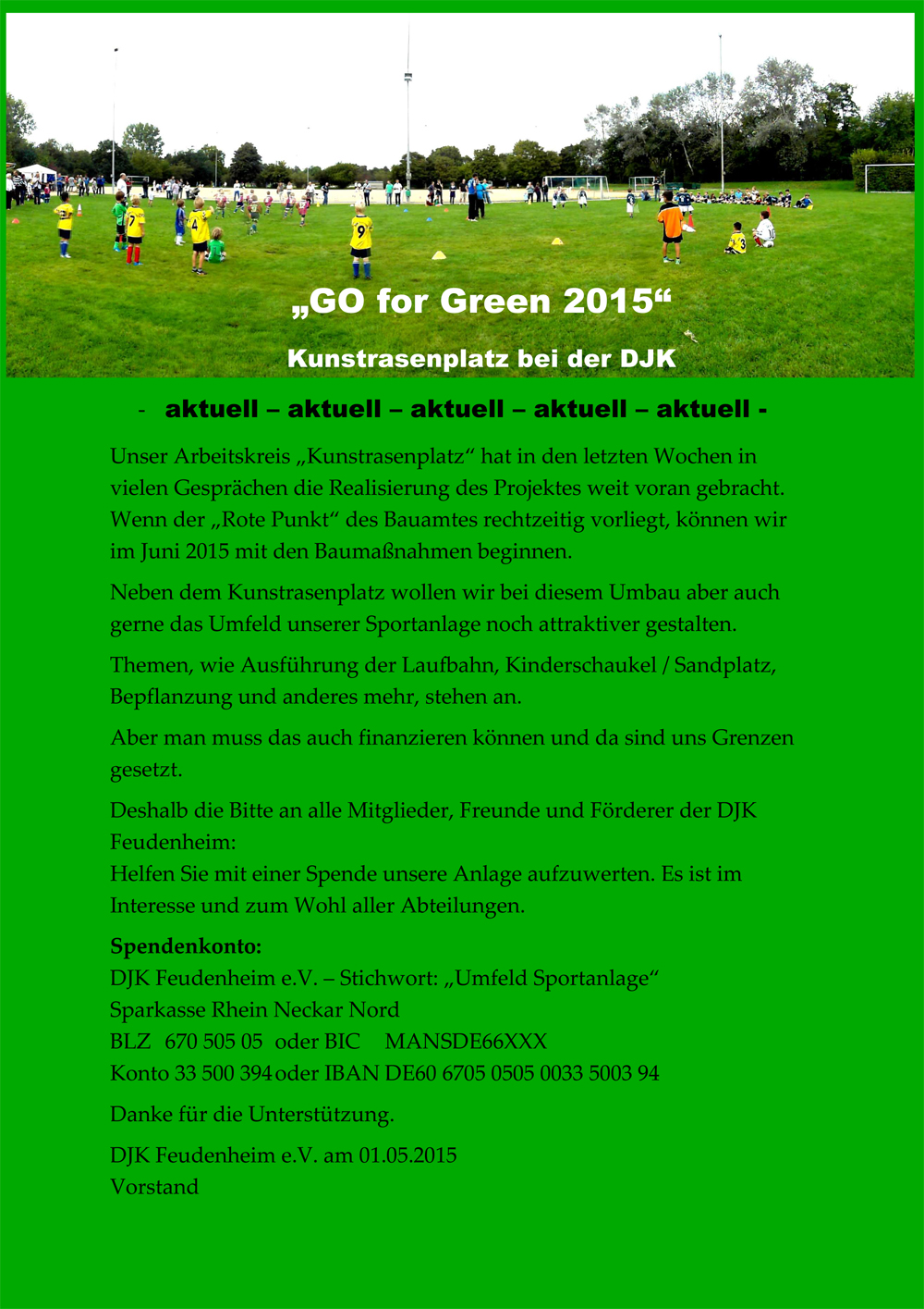 Planung eines Kunstrasen auf dem DJK