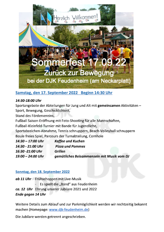 Sommerfest am 17. & 18. September